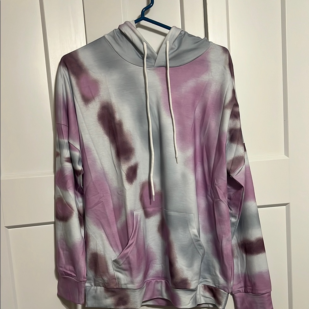 Tie-Dye Hoodie in Purple and Gray